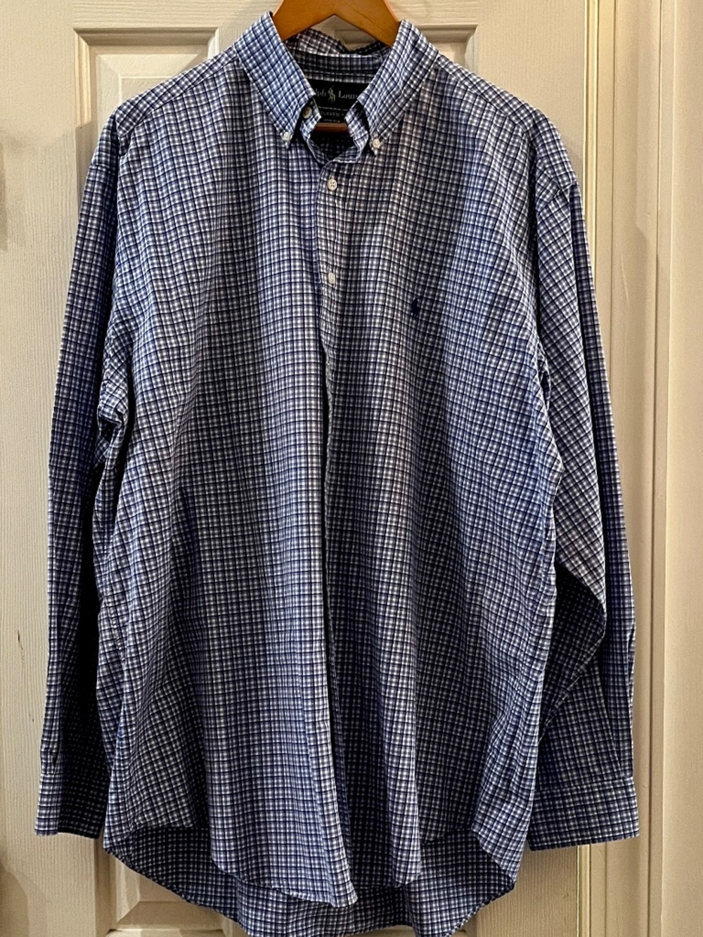 Polo Ralph Lauren Classic Fit Button Down Shirt Mens XL Blue White Check